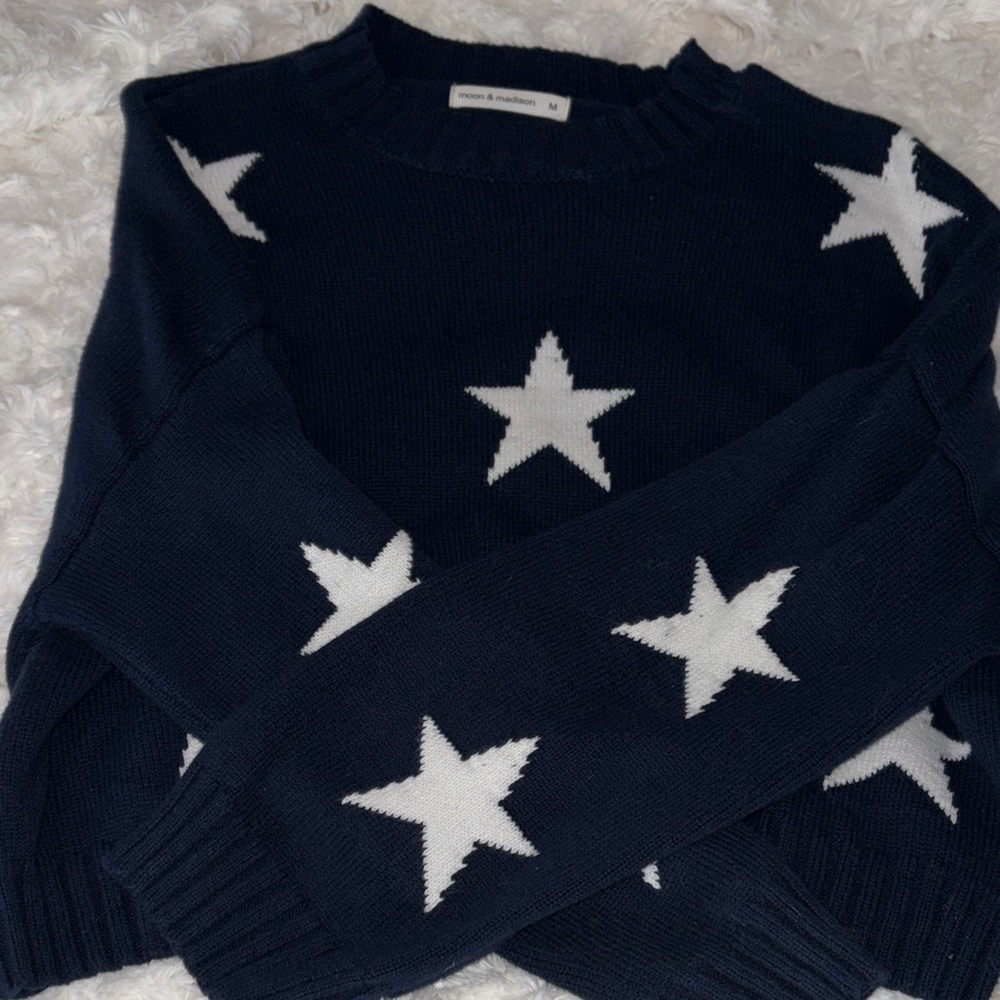 moon & madison Navy Star Pattern Sweater